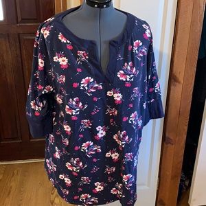 Navy blue three-quarter sleeve top